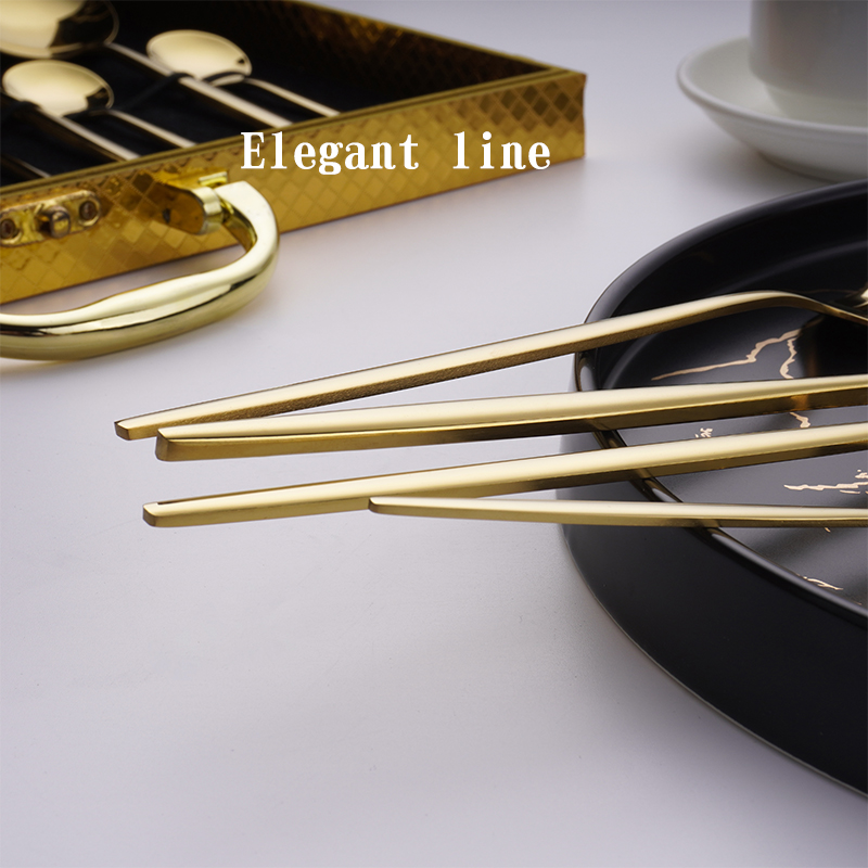 Nordic gold stainless steel cutlery set with polished finish