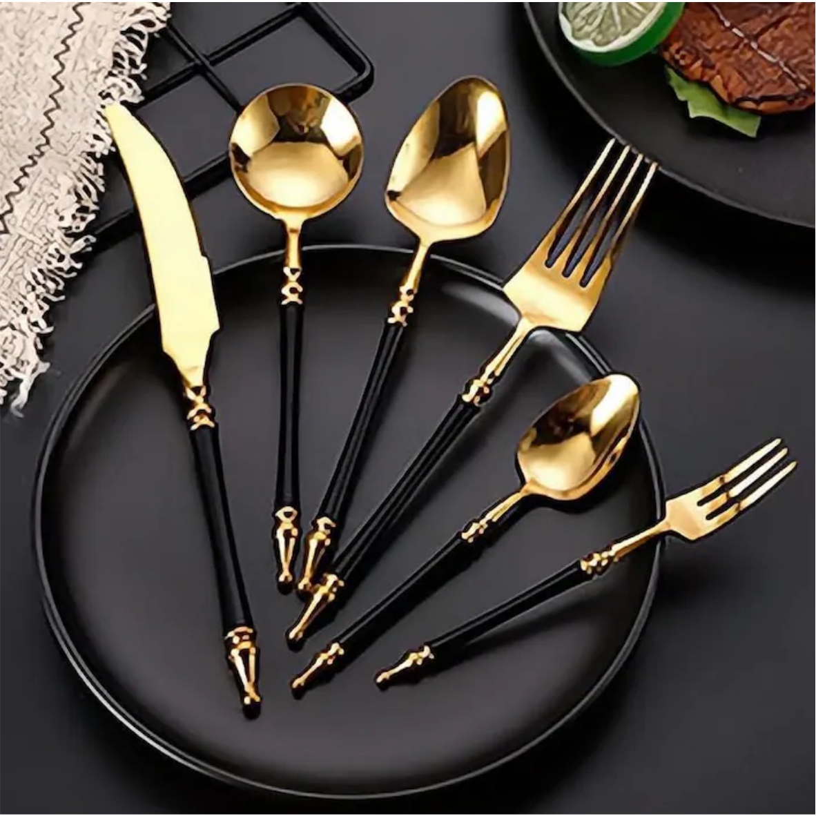 Gold stainless steel cutlery set for wedding and catering decoration

