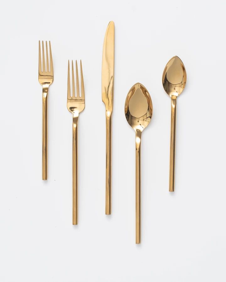  Gold stainless steel cutlery set for wedding and catering decoration

