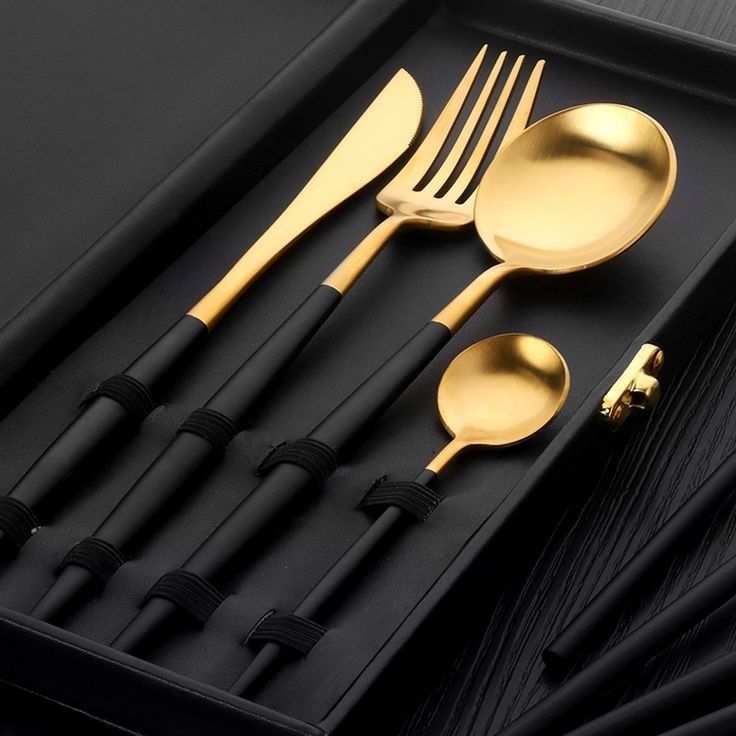  Gold stainless steel cutlery set for wedding and catering decoration


