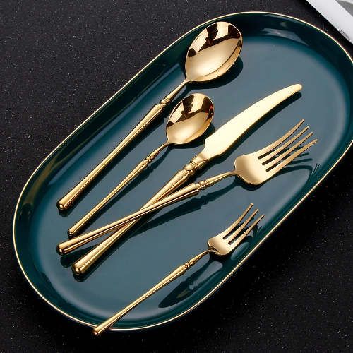 Gold stainless steel cutlery set for wedding and catering decoration

