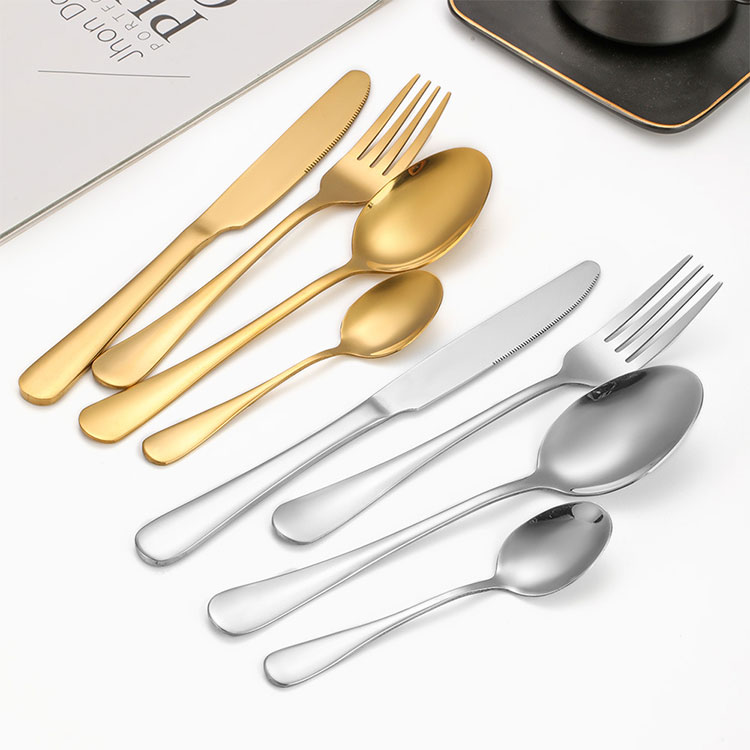 24-piece gold stainless steel cutlery set with gift box for parties and formal dining

