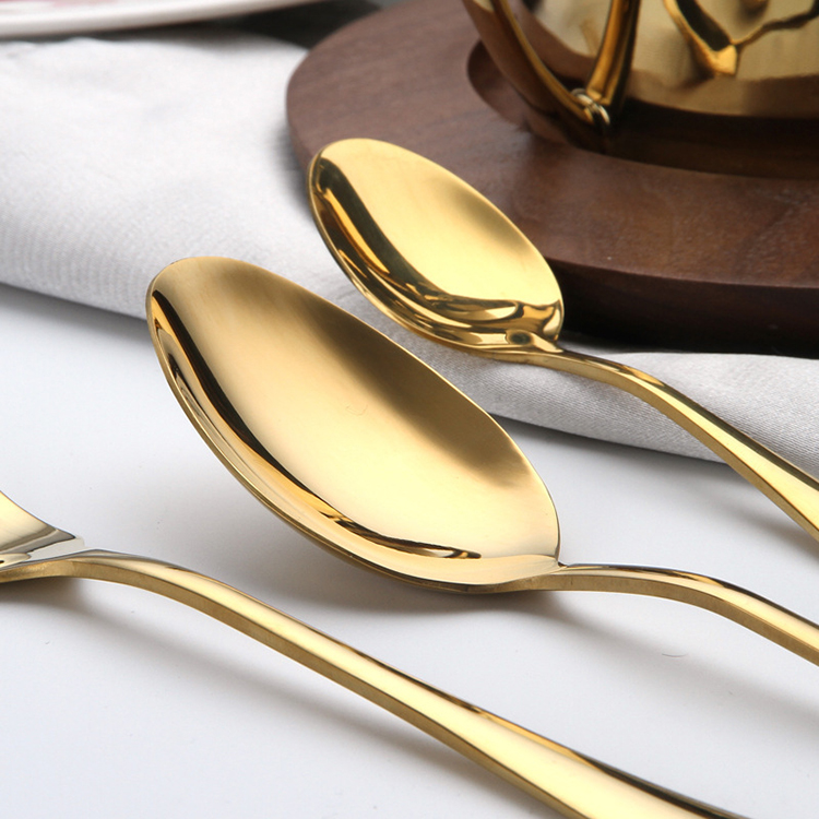 24-piece gold stainless steel cutlery set with gift box for parties and formal dining

