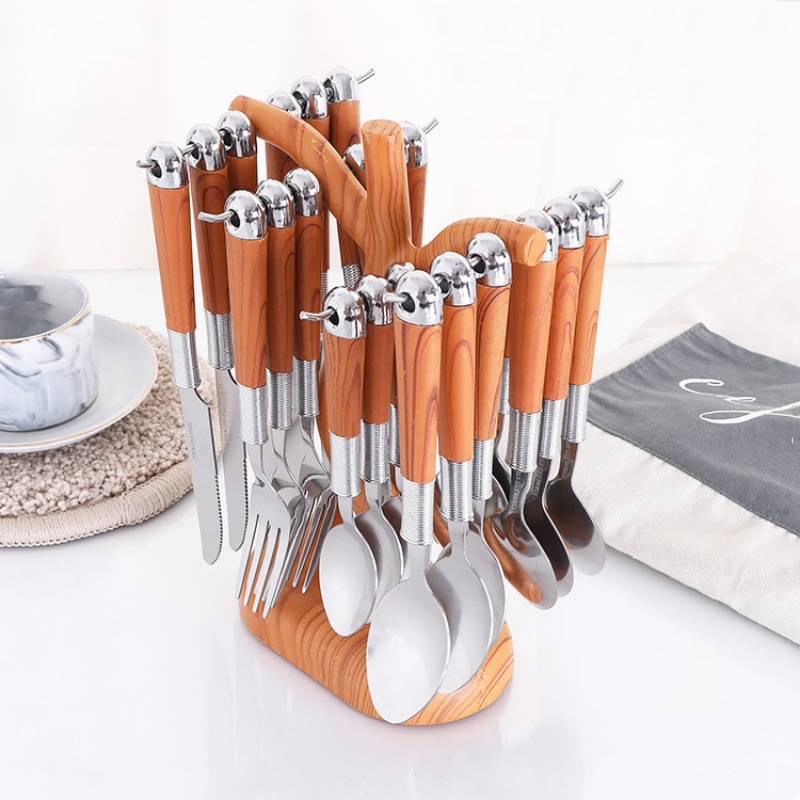 Stainless steel kitchen cutlery set with full utensils for dining and cooking

