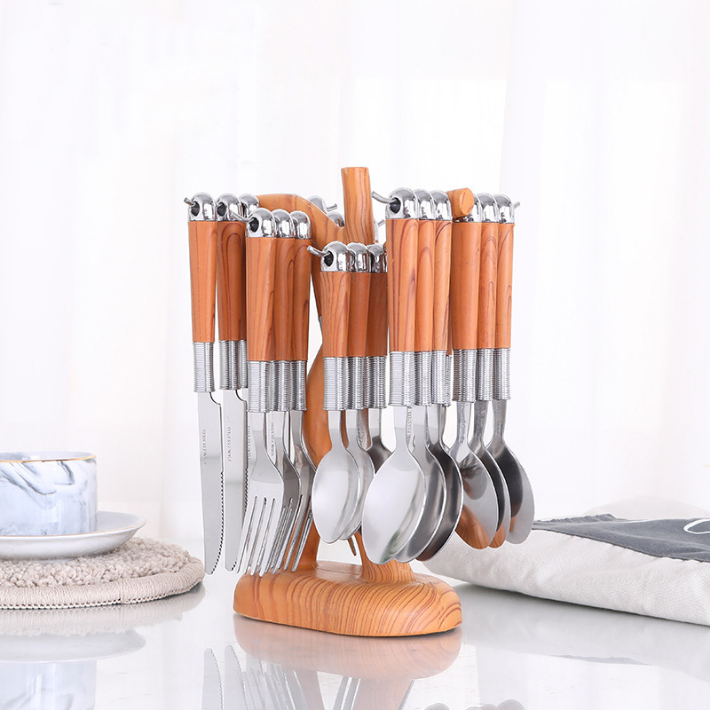 Stainless steel kitchen cutlery set with full utensils for dining and cooking

