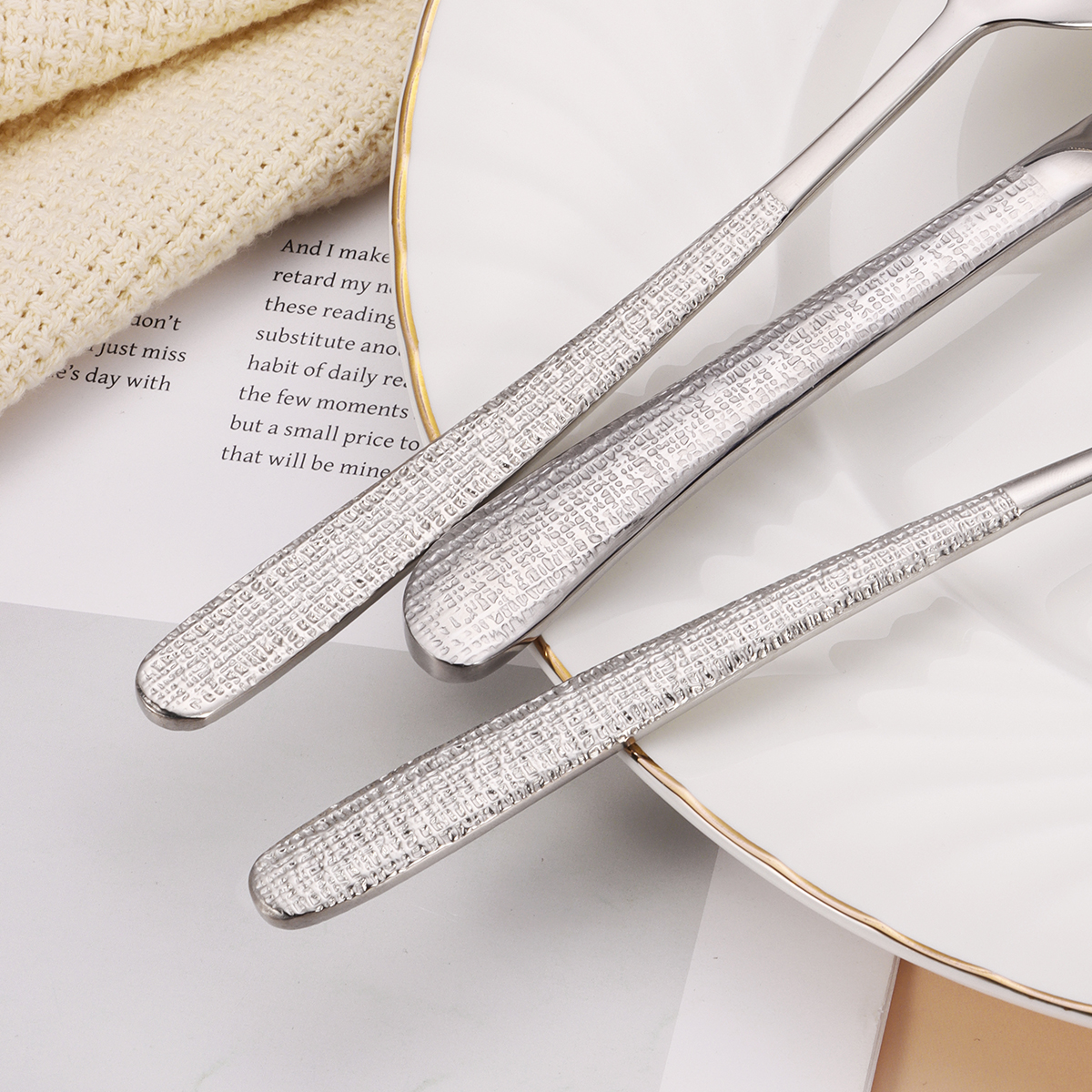 Korean style 304 stainless steel soup spoon and tableware set for restaurant and home use