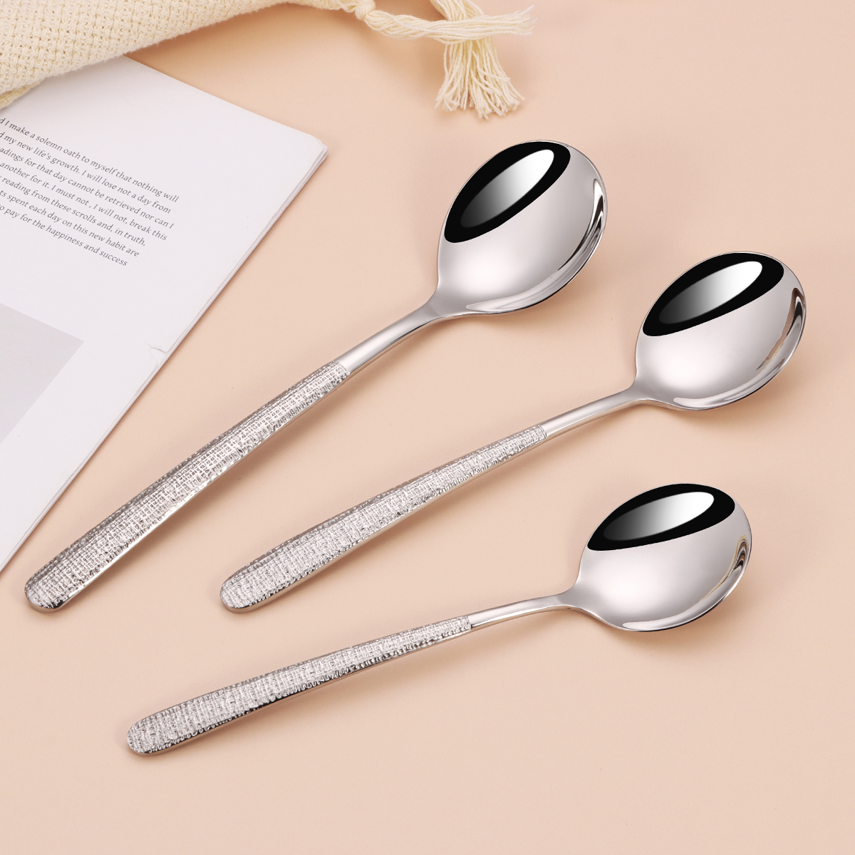 Korean style 304 stainless steel soup spoon and tableware set for restaurant and home use