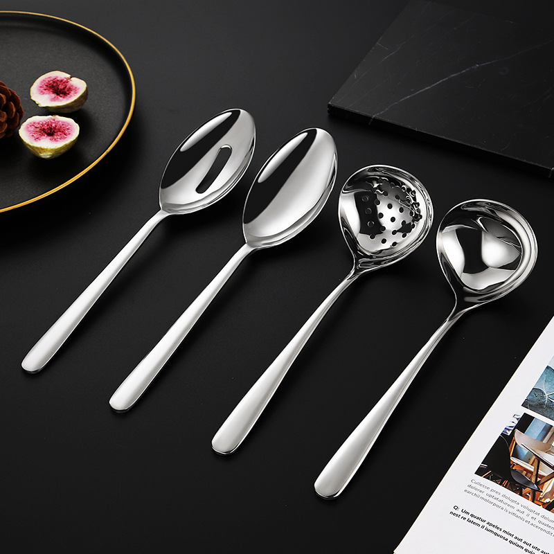 304 stainless steel silverware set including spoon, fork, and knife with polished finish

