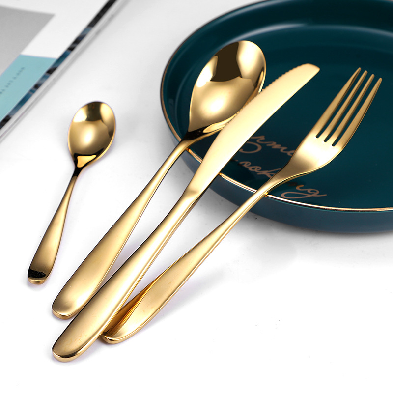 304 stainless steel silverware set including spoon, fork, and knife with polished finish

