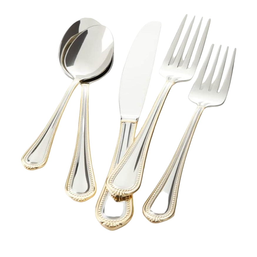 Luxury 18/10 stainless steel cutlery set with polished finish for fine dining use

