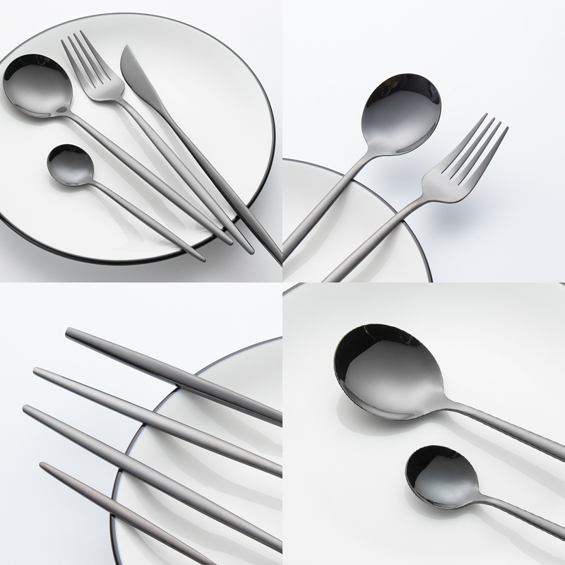 Premium metal kitchen utensil set including ladle, spatula, serving tools in modern design


