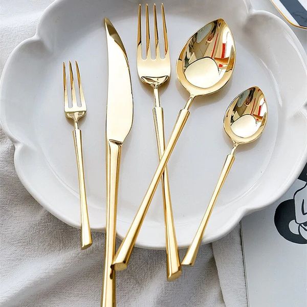 Bulk stainless steel silverware set including spoon, fork, and knife