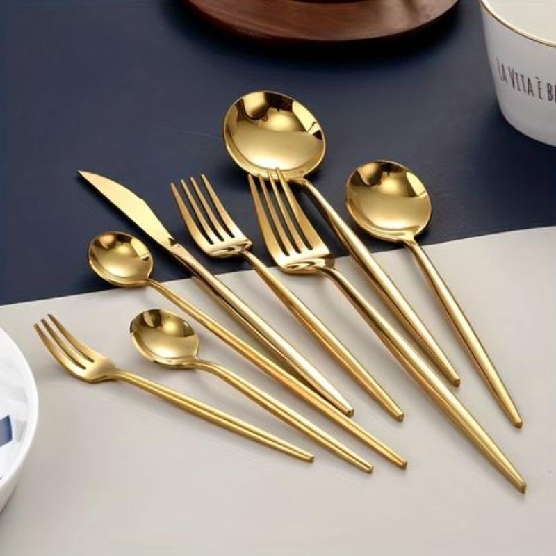 Bulk stainless steel silverware set including spoon, fork, and knife