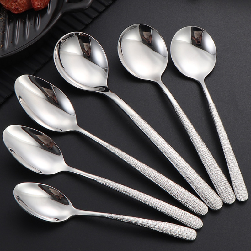 304 stainless steel cutlery set with linen texture for hotels and restaurants

