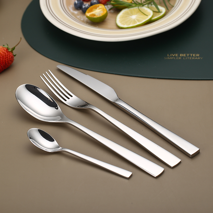 Modern stainless steel cutlery set for home kitchen, restaurant, and party dining use

