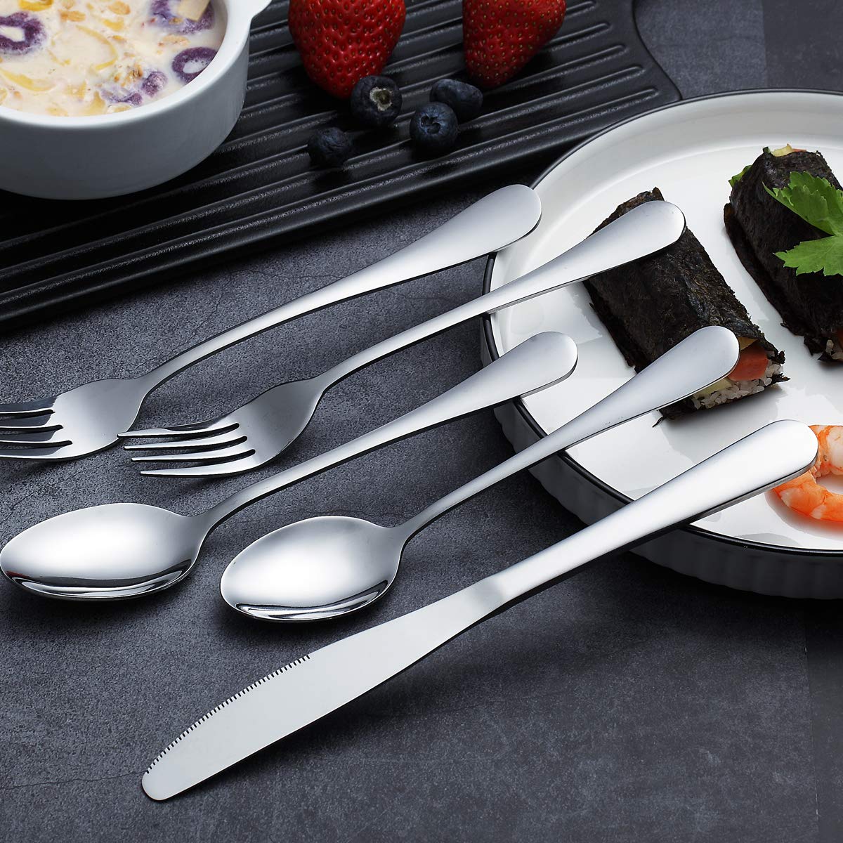 24-piece ceramic handle stainless steel cutlery set with stand and gift box