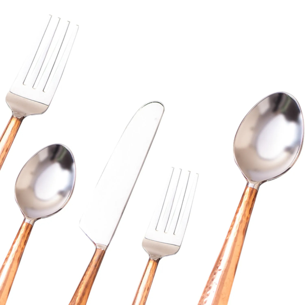 24-piece stainless steel flatware set including knife, fork, spoon for dining table use

