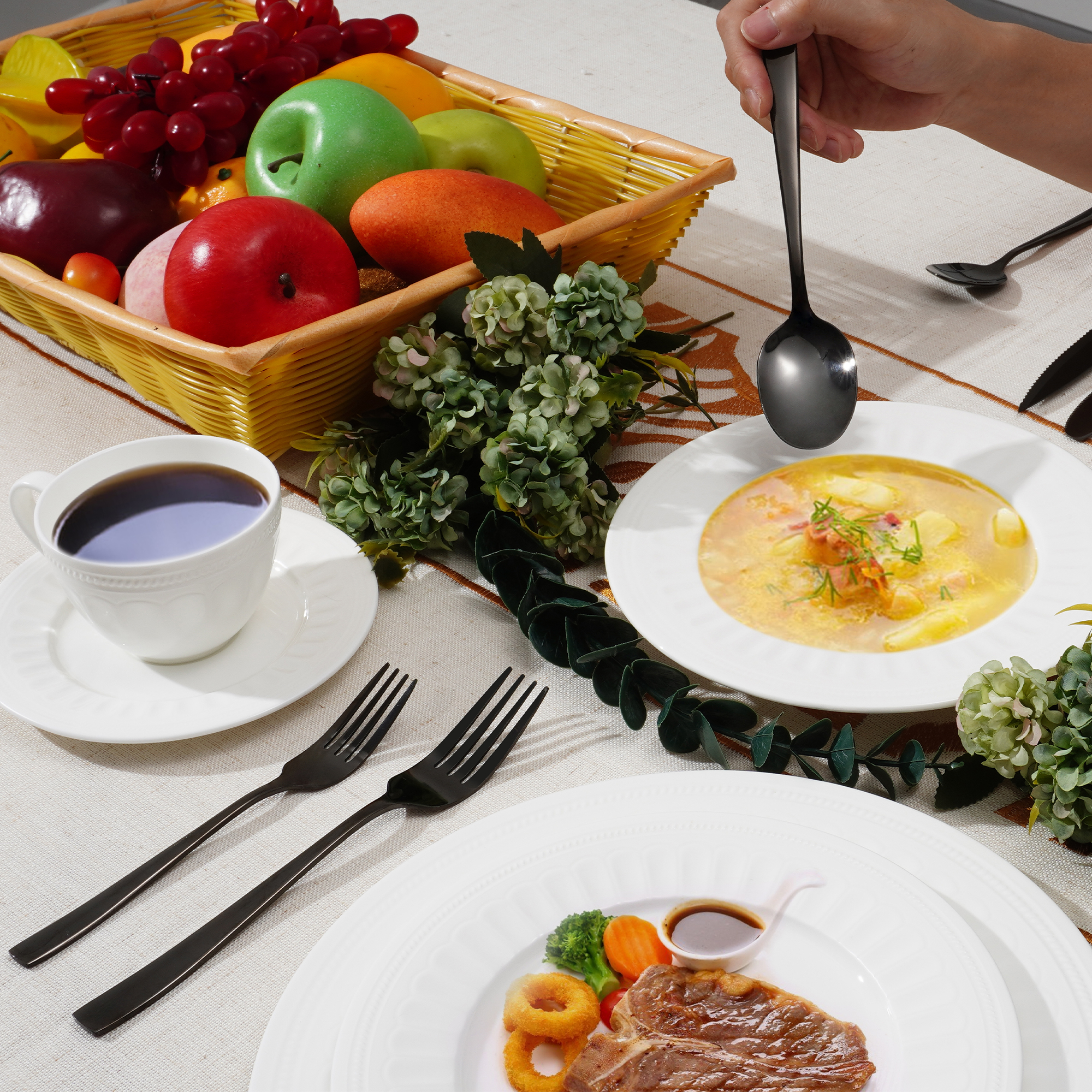Heavy handle stainless steel cutlery set for hotel and kitchen