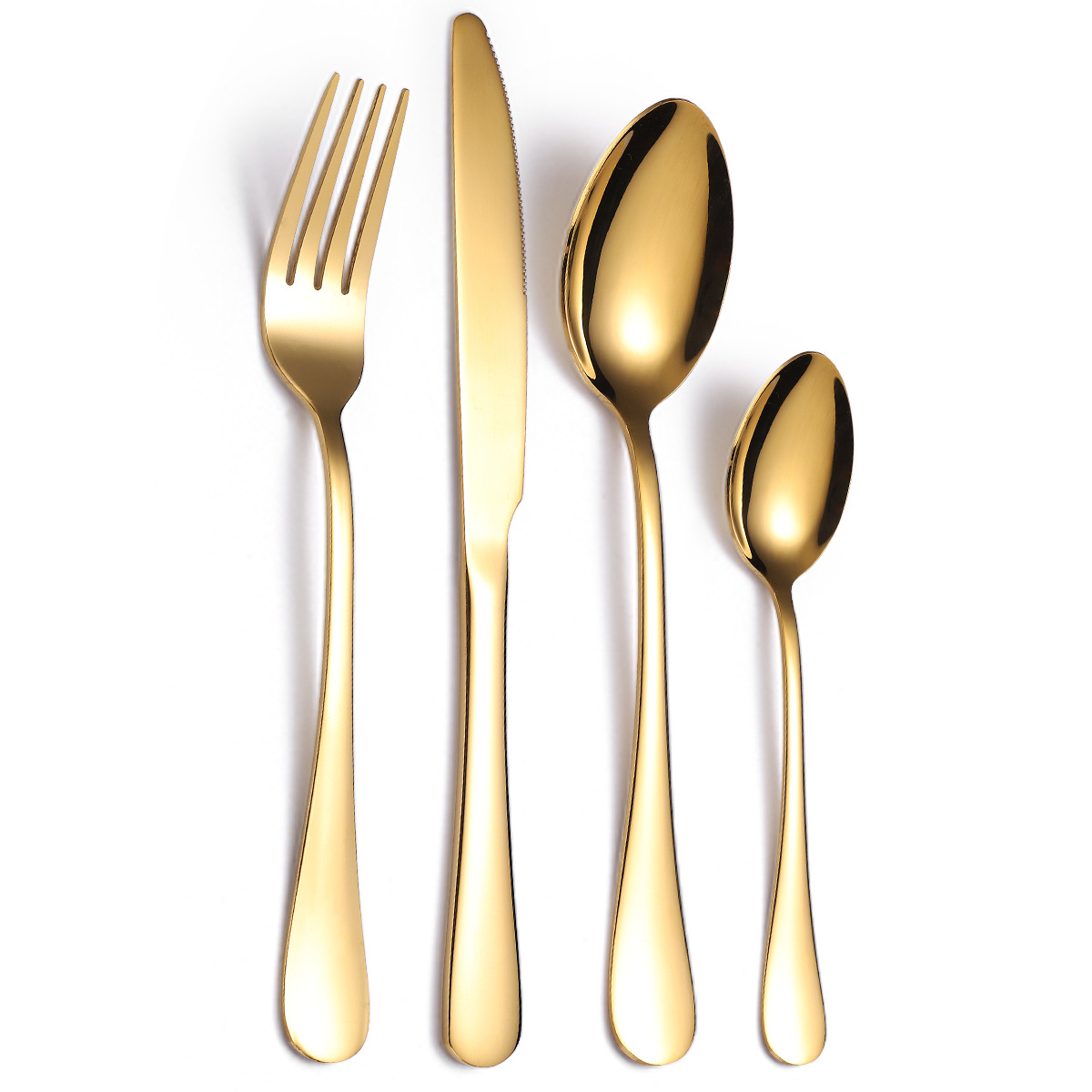 Food-grade stainless steel cutlery set with spoon, fork, and knife for safe dining

