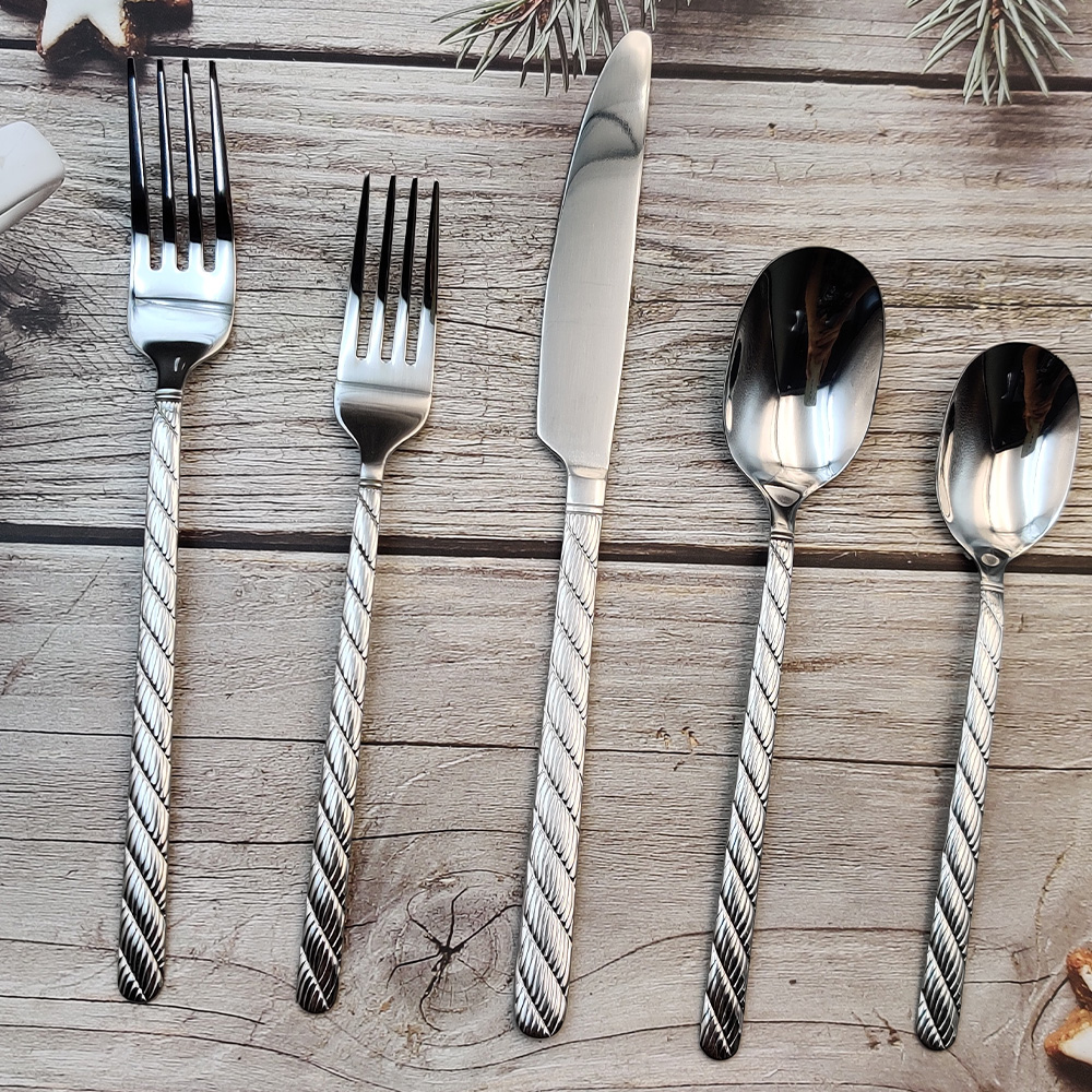 Elegant knife fork spoon cutlery set for weddings, banquets, and party table settings

