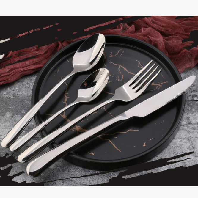 Elegant knife fork spoon cutlery set for weddings, banquets, and party table settings

