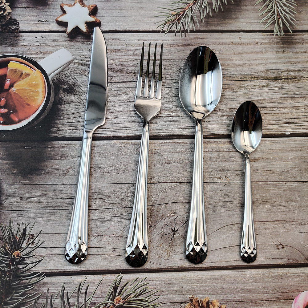 Luxury stainless steel flatware set for kitchen and upscale dining
