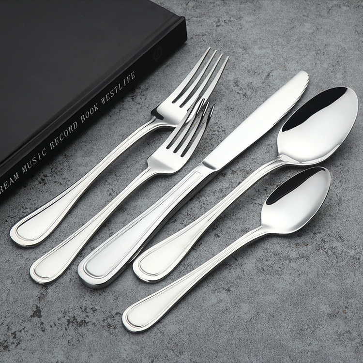 Smooth polished 304 stainless steel cutlery set with modern minimalist design

