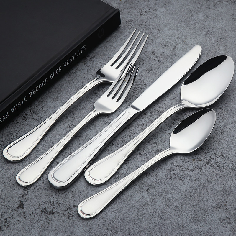 Smooth polished 304 stainless steel cutlery set with modern minimalist design

