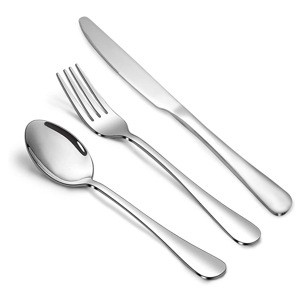 Portable 304 stainless steel cutlery set with travel case for outdoor and office use

