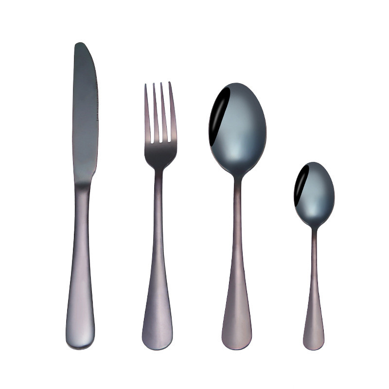4-piece stainless steel spoon and fork set with polished mirror finish

