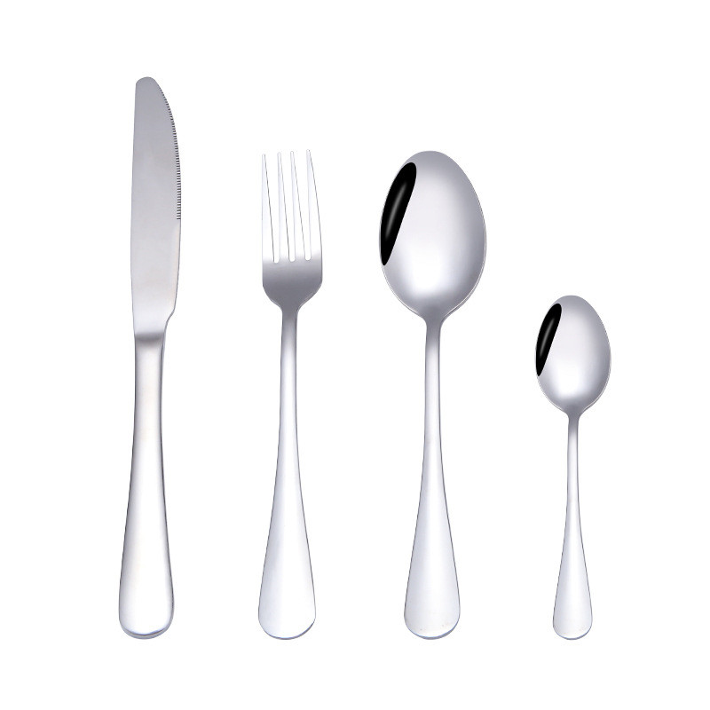4-piece stainless steel spoon and fork set with polished mirror finish

