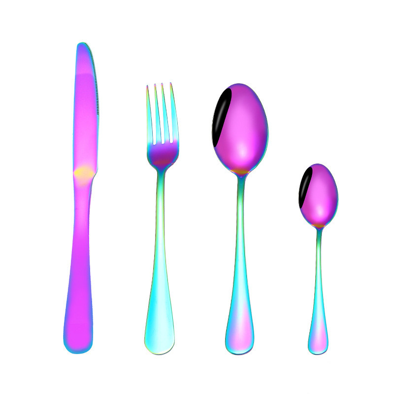 4-piece stainless steel spoon and fork set with polished mirror finish

