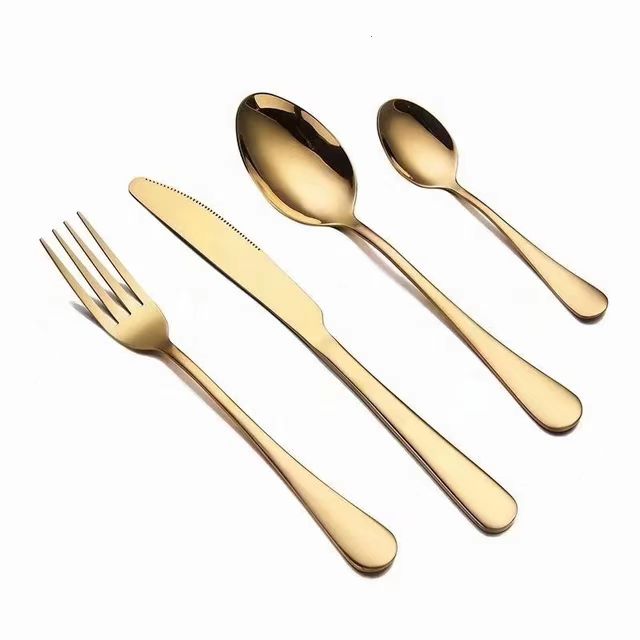 Stainless steel restaurant silverware set with knife, fork, and spoon