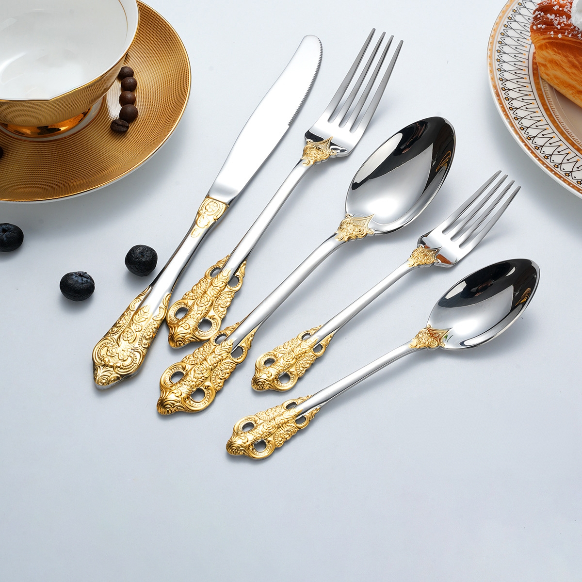 Stainless Steel Fork Knife Spoon Set for Wedding and Home Dining