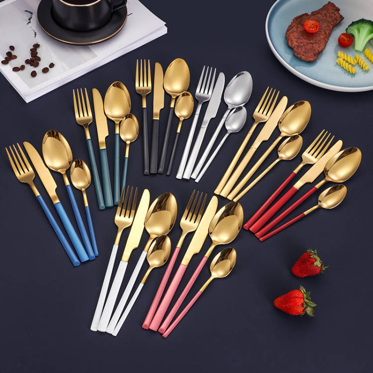 Sustainable Wedding Metal Cutlery Set with Fork, Knife, and Spoon