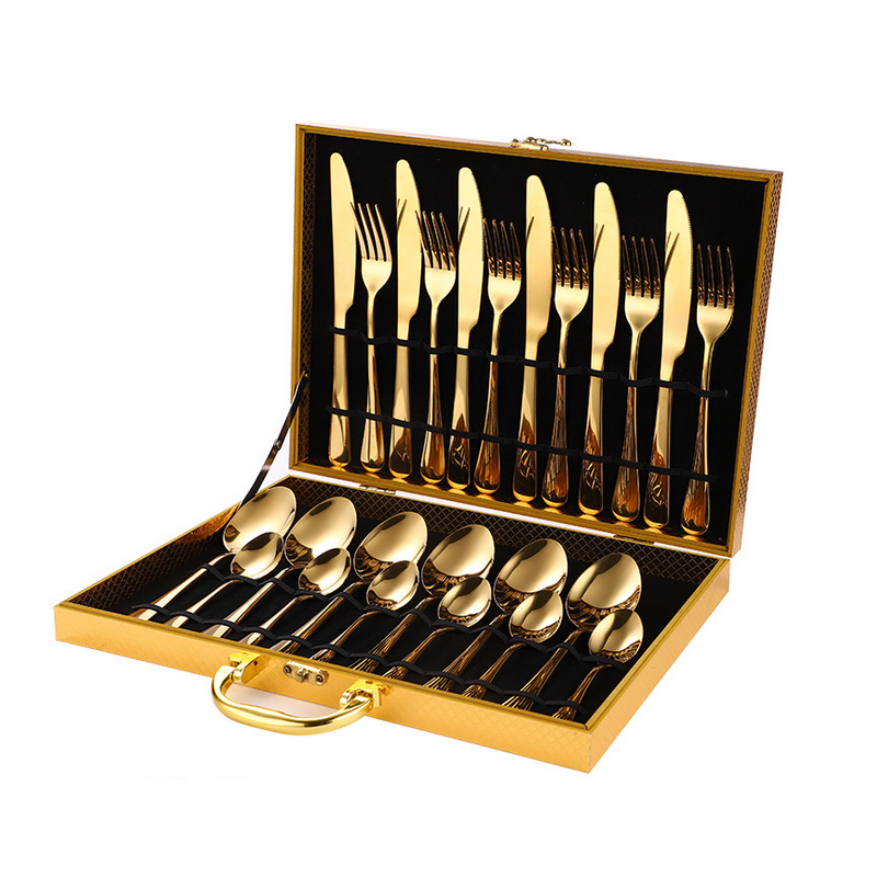 Stainless steel serving cutlery set with knife, fork, and spoon