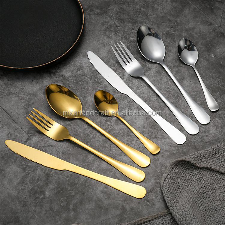 Stainless steel serving cutlery set with knife, fork, and spoon