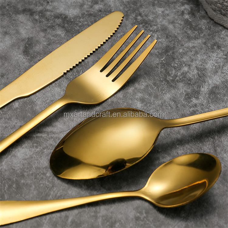 Stainless steel serving cutlery set with knife, fork, and spoon