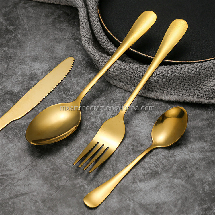 Stainless steel serving cutlery set with knife, fork, and spoon