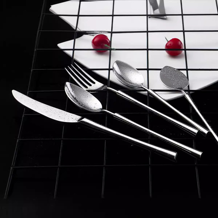 Stainless steel fork knife spoon cutlery set for wedding and event table settings

