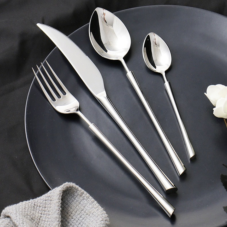 Stainless steel fork knife spoon cutlery set for wedding and event table settings

