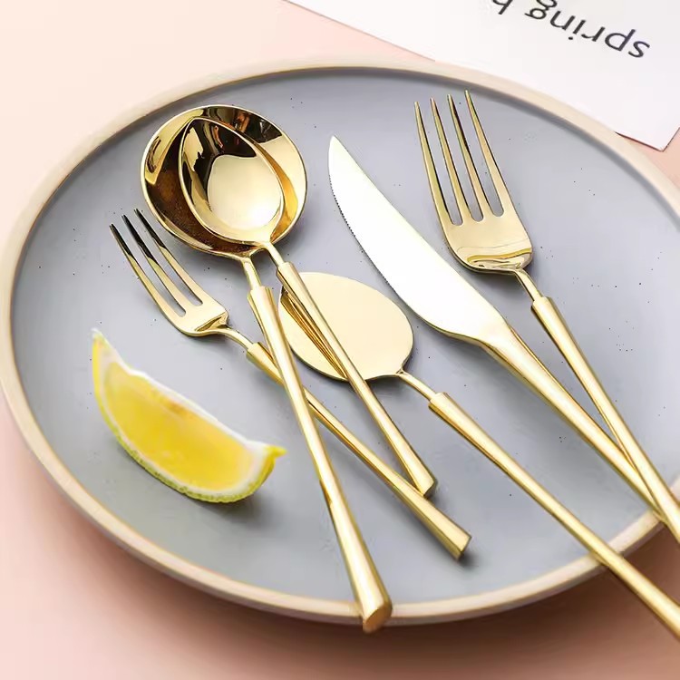 Stainless steel fork knife spoon cutlery set for wedding and event table settings

