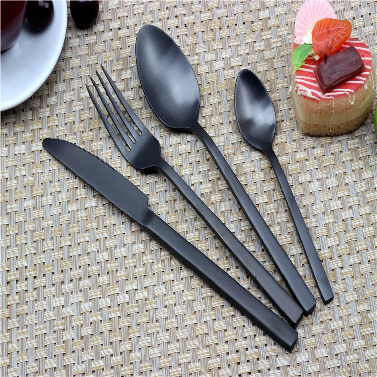 Black Stainless Steel Flatware Set – Modern Tableware Design