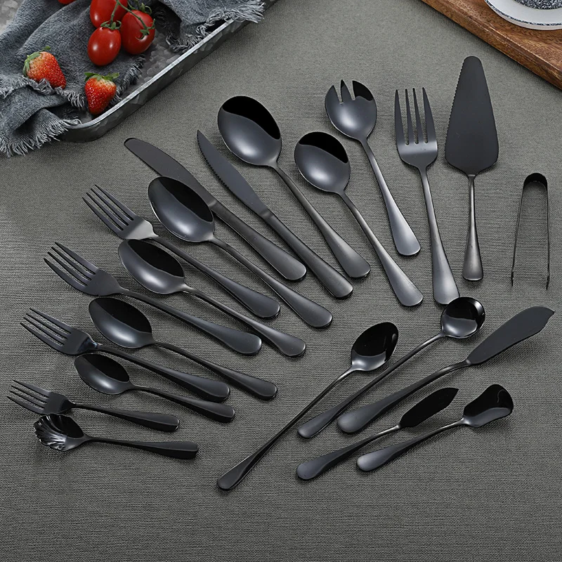Black Stainless Steel Flatware Set – Modern Tableware Design