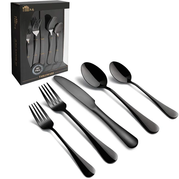 Black Stainless Steel Flatware Set – Modern Tableware Design