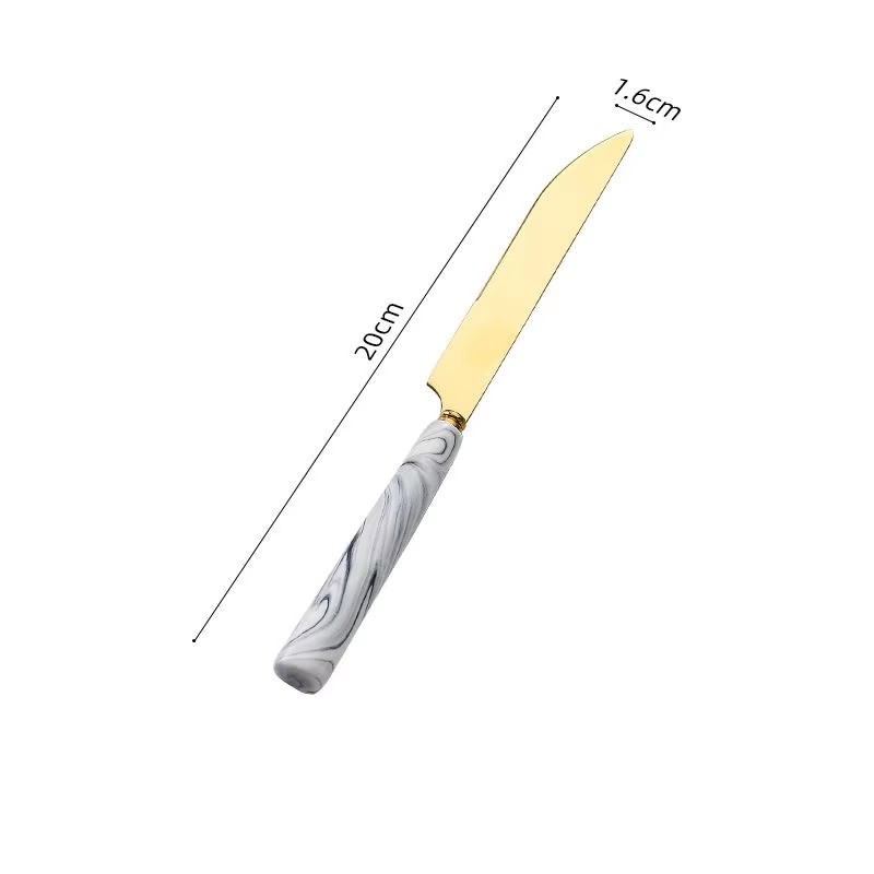 Modern matte gold stainless steel dinner cutlery set with elegant finish
