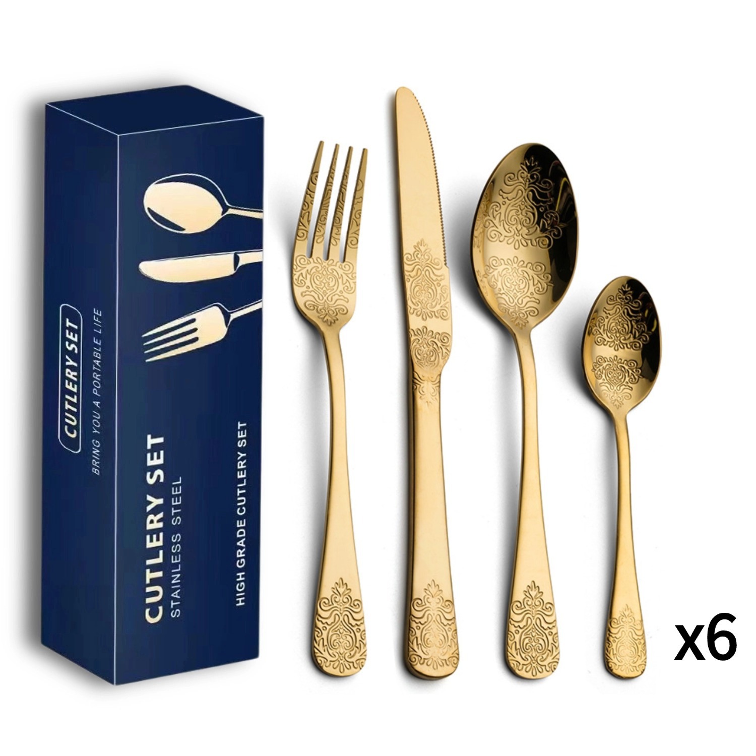 Portuguese style stainless steel cutlery set with elegant European design

