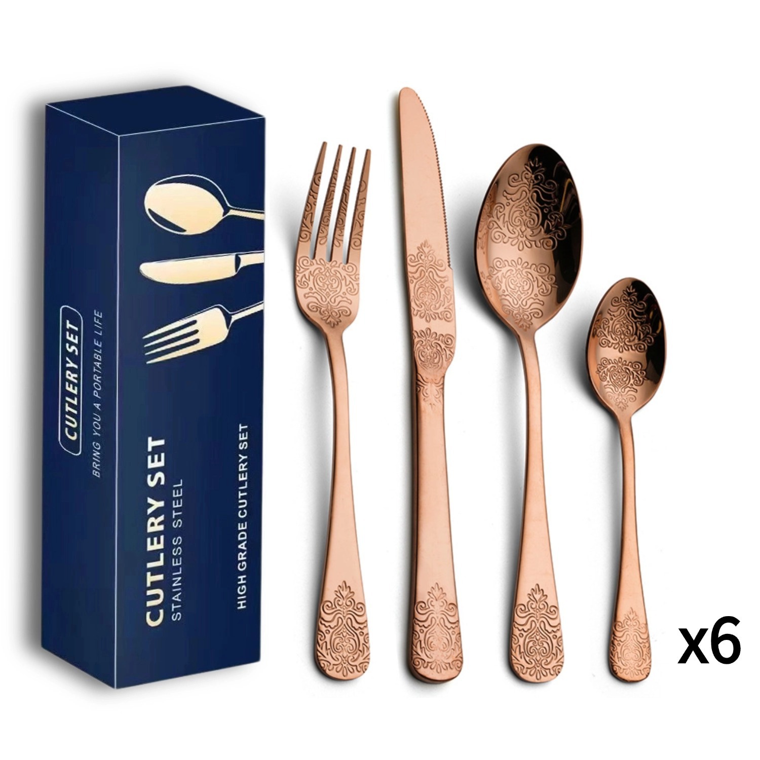 Portuguese style stainless steel cutlery set with elegant European design

