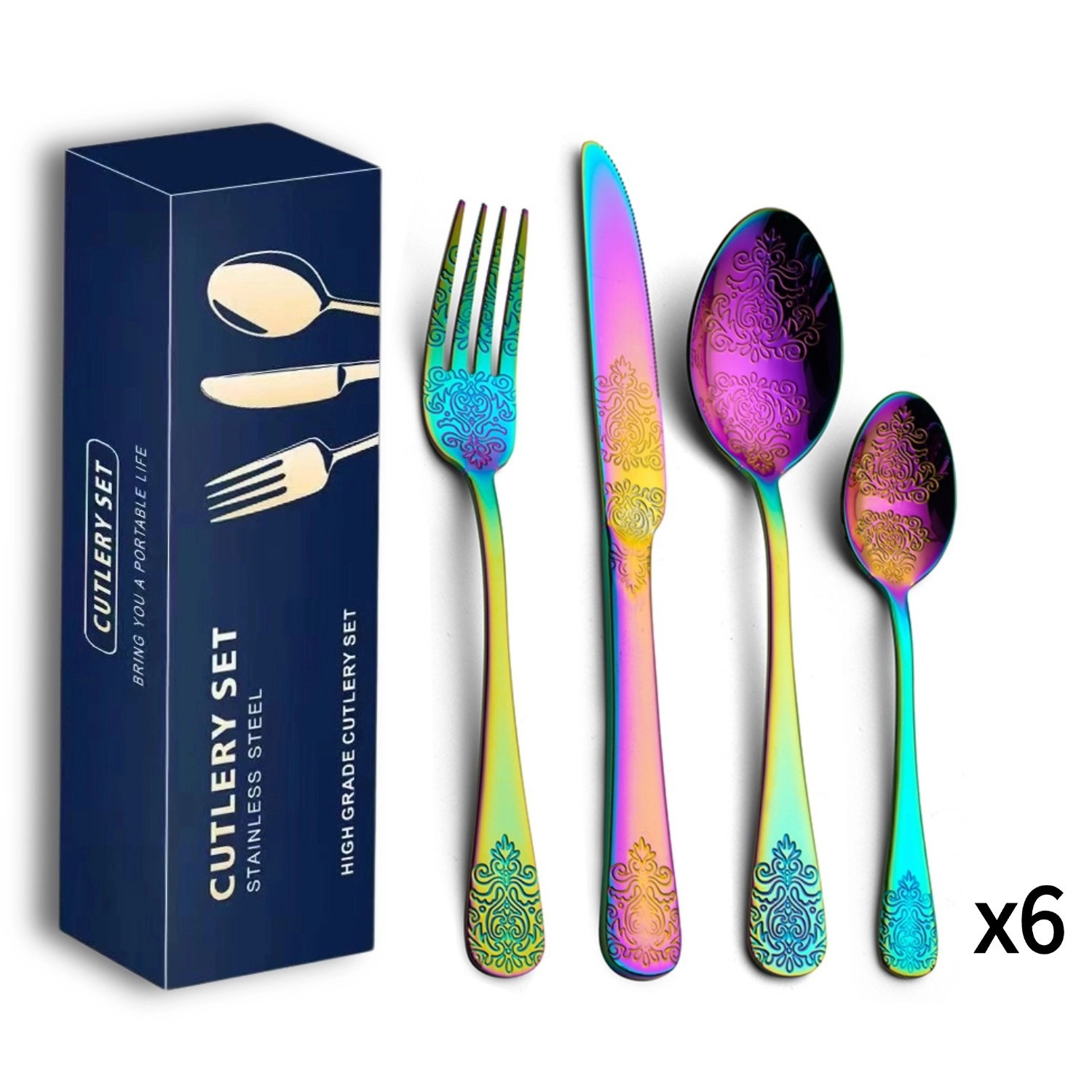 Portuguese style stainless steel cutlery set with elegant European design

