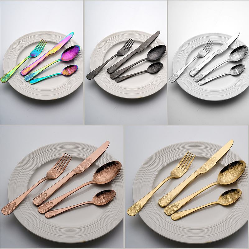 Portuguese style stainless steel cutlery set with elegant European design

